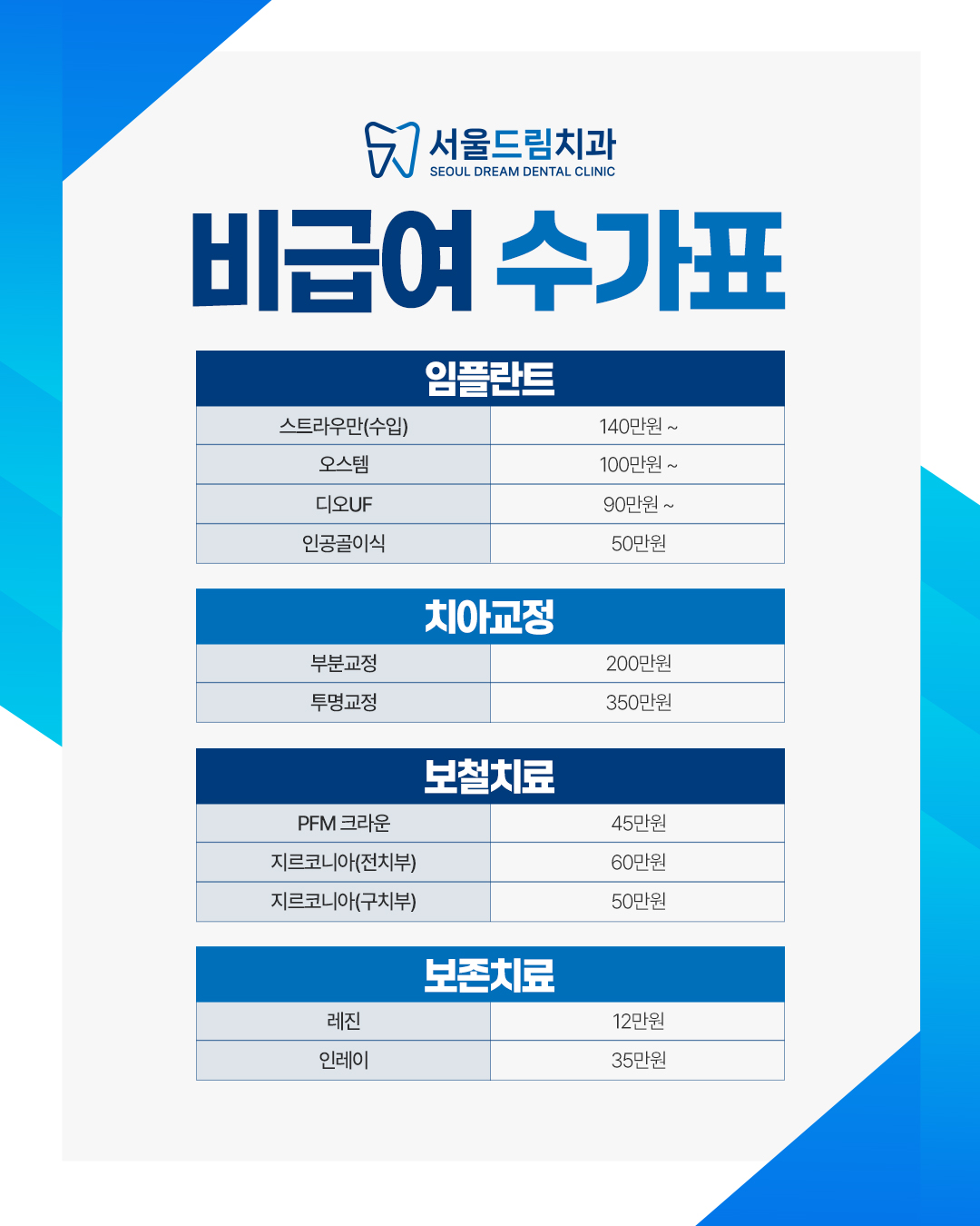 비급여 수가표